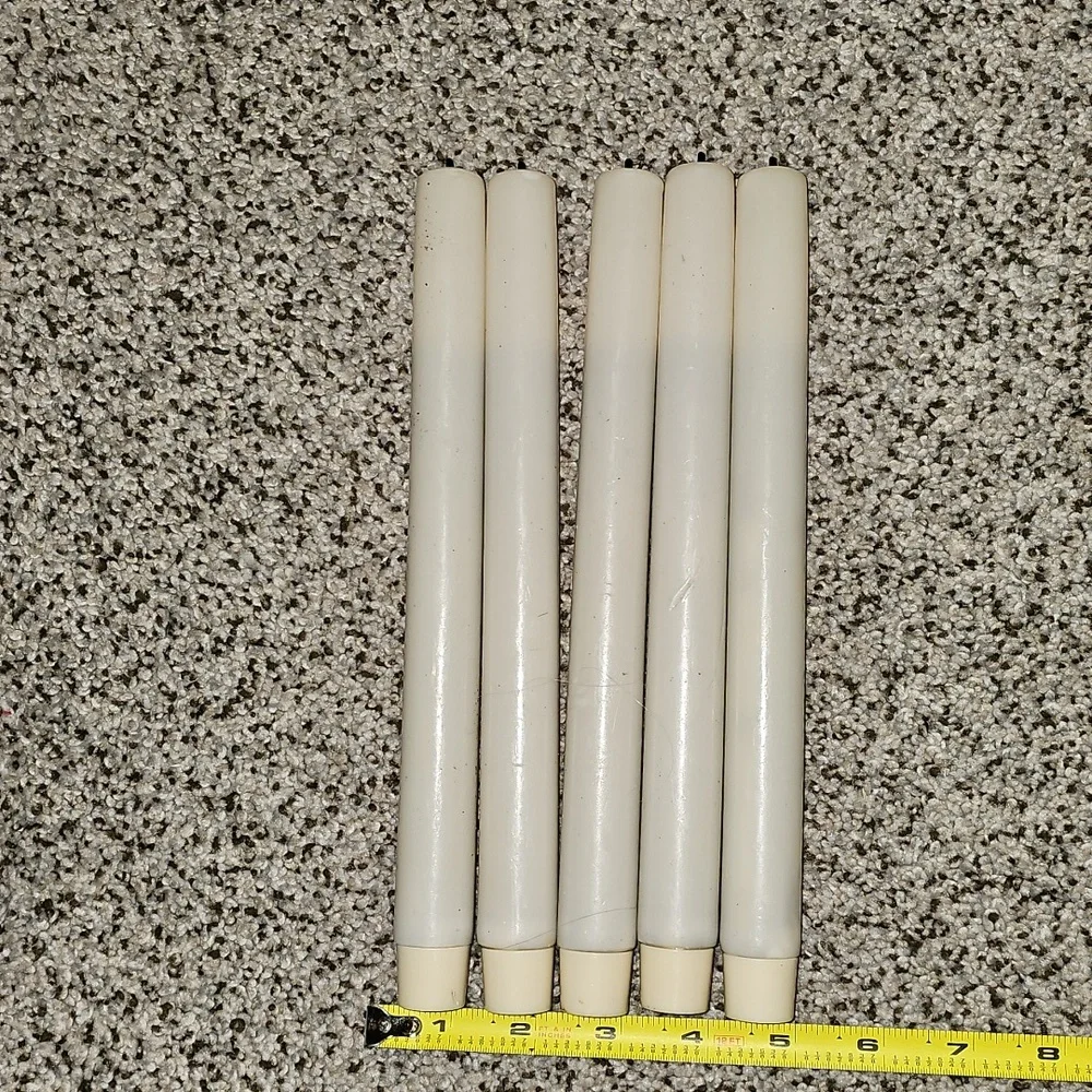 Set Of Elegant White Push Wick Taper Candles Built In Timer